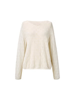 Cashmere Boat Neck Pointelle Knit Women Sweater GOELIA