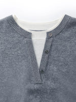 100% Wool Faux Two-Piece Women Sweater GOELIA