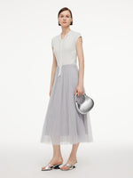 [Preview] Elastic Waist A-Line Pleated Women Mesh Skirt GOELIA