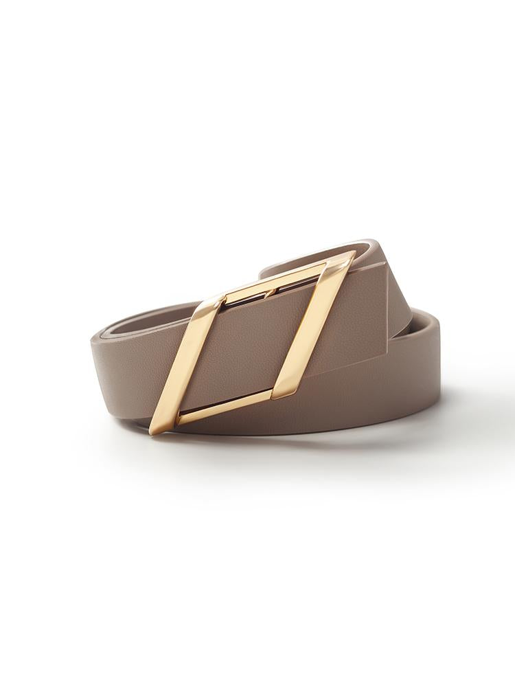 Chic Parallelogram Metal Buckle Leather Women Belt GOELIA