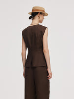 100% Linen Women V-Neck Vest GOELIA