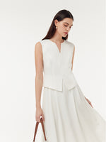 Acetate Faux Two-Piece Women Sleeveless Midi Dress GOELIA