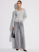 Lace Mock-Layered Women V-Neck Cardigan GOELIA