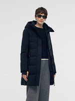 Hooded Goose Down Coat With Knit Cuff GOELIA