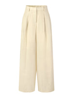 Tencel Acetate Linen Blend Women Straight Leg Pants GOELIA