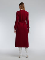 [Preview] Lyocell Wool Blend A-Line Women Belted Maxi Dress GOELIA