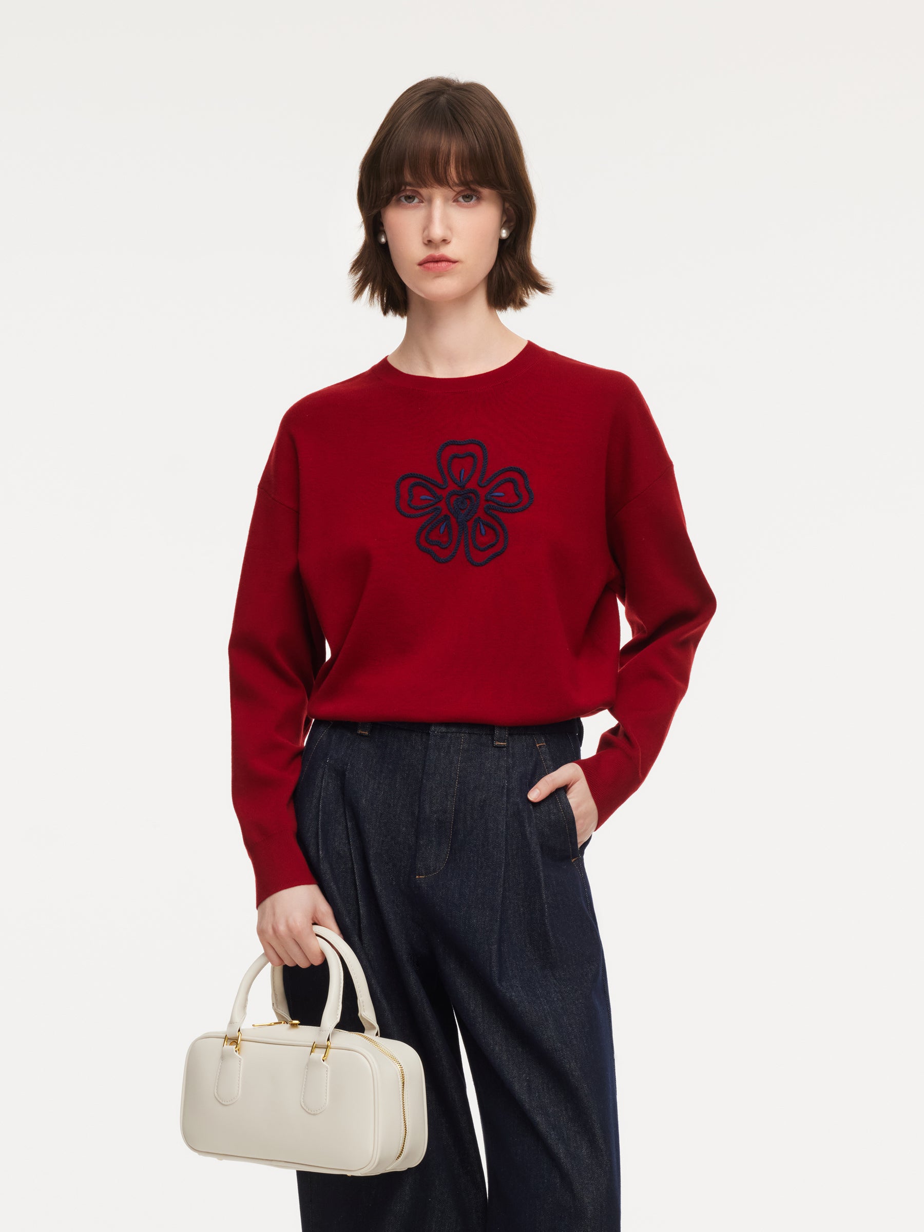 [Preview] Lyocell Wool Blend Floral Women Sweater GOELIA