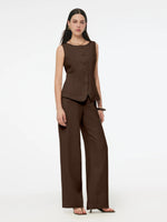 100% Linen Vest And Pants Two-Piece Set GOELIA