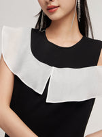 Color Block Ruffle Women Knit Midi Dress GOELIA
