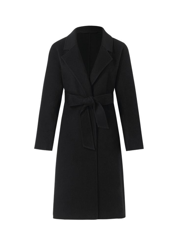 Wool And Cashmere Double-Faced Lapel Women Coat With Belt GOELIA