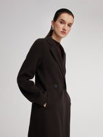 Cashmere Wool Blend Gathered Waist Women Overcoat GOELIA