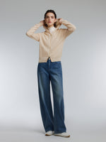[Preview] 100% Cashmere Seamless Women Hooded Zip-Up Cardigan GOELIA
