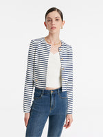 Cotton Striped Single-Breasted Women Crop Jacket GOELIA