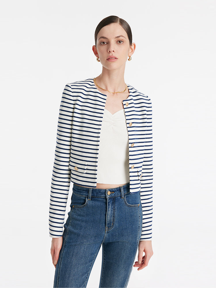 2850~Single-Breasted Cropped Jacket DIANE
