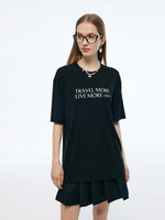 Tencel Blend Letter Print Unisex Loose T-Shirt GOELIA