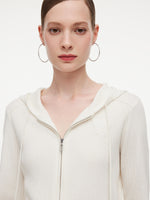 Wool Blend Heart Embroidered Women Hooded Cardigan GOELIA