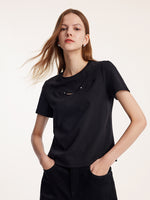Basic Smile Hollow T-Shirt GOELIA