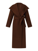 Cashmere Wool Blend Wide Collar Double-Faced Women Wrap Overcoat GOELIA
