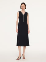 Triacetate Blend V-Neck Women Sleeveless Maxi Dress GOELIA