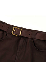 Cotton Denim Straight Leg Women Jeans With Belt GOELIA