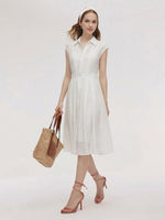 Tencel Acetate Blend Women Midi Shirt Dress GOELIA
