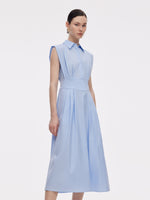 Gathered Waist Women Sleeveless Shirt Maxi Dress GOELIA