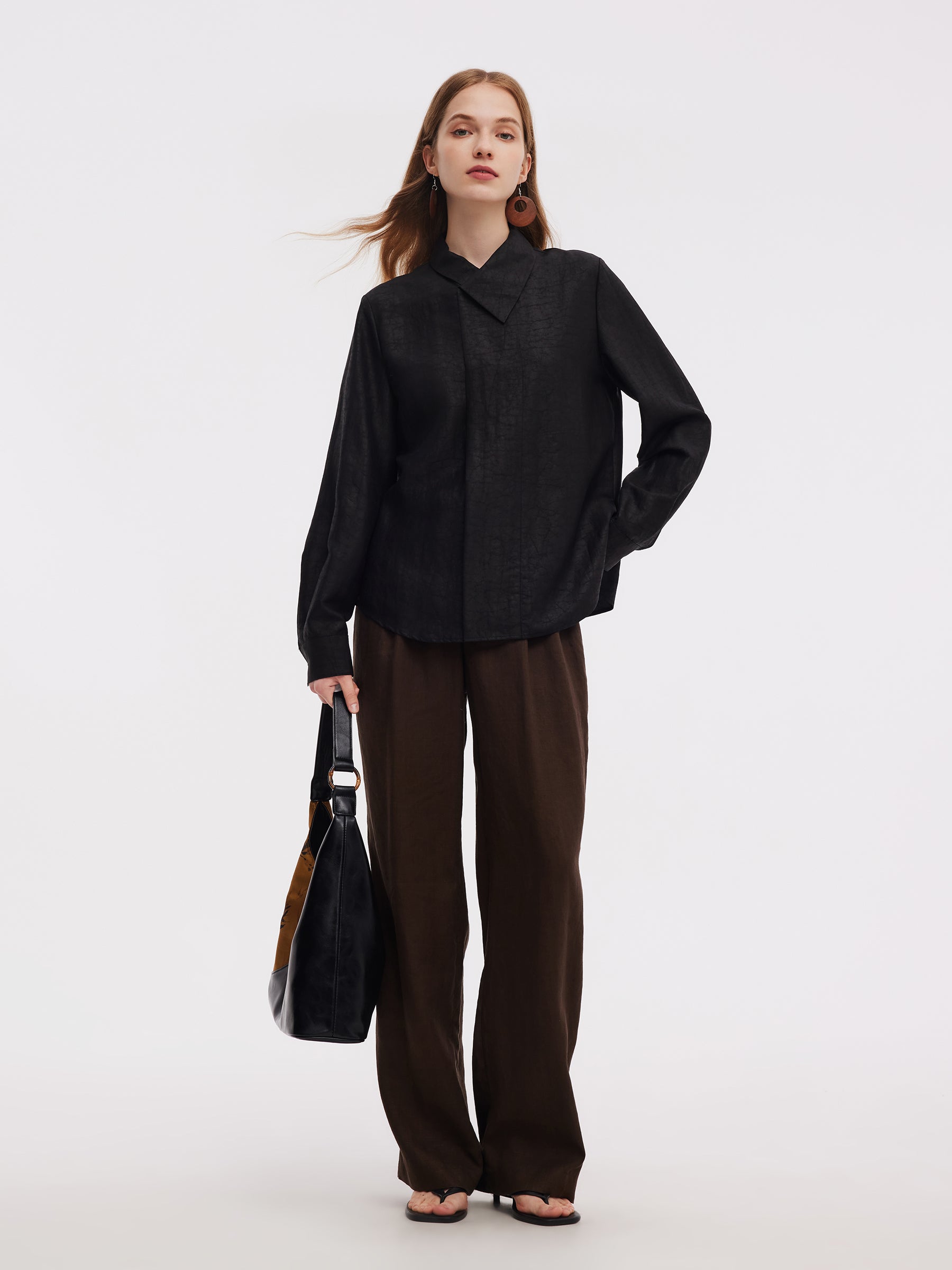 18MM Xiang Yun Silk Cross Front Collar Women Blouse GOELIA