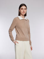 [Preview] 100% Wool Mock-Layered Women Knit Top GOELIA