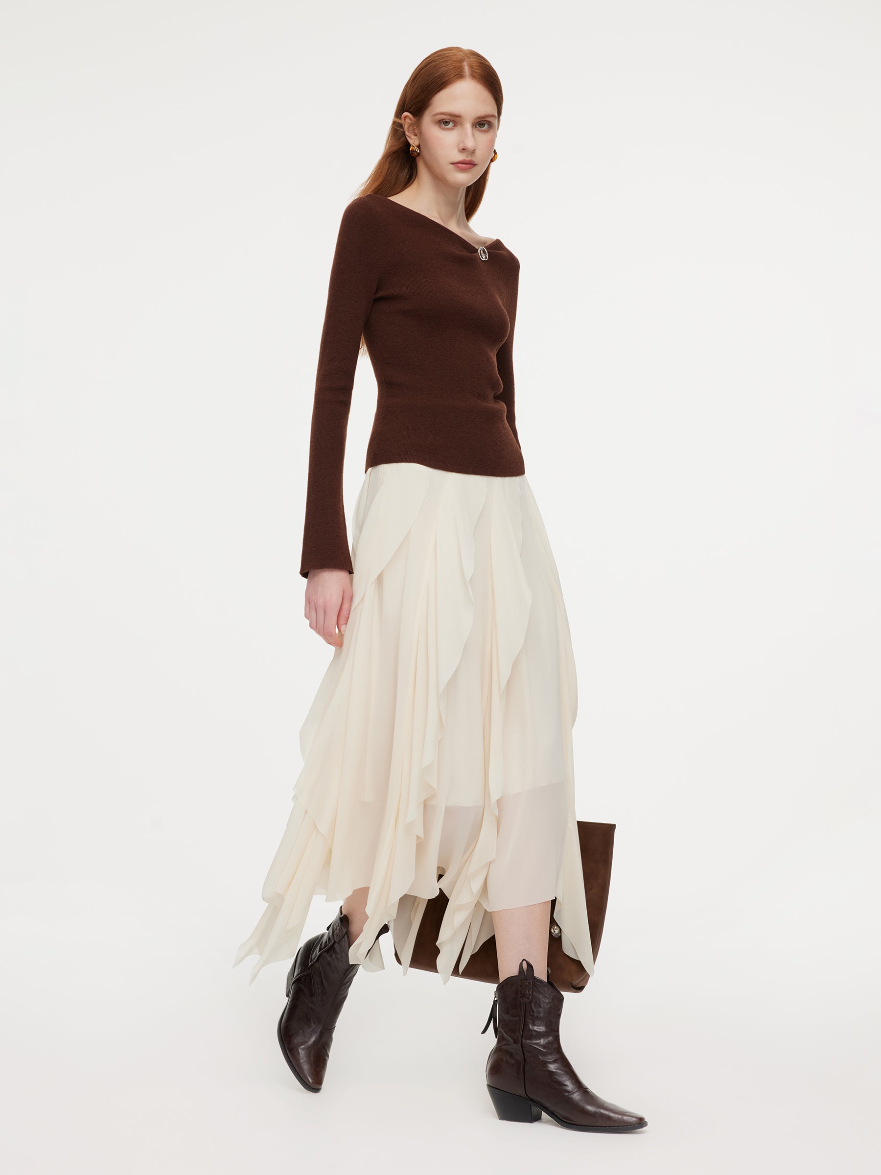Cascading Ruffle Asymmetrical Women Skirt GOELIA