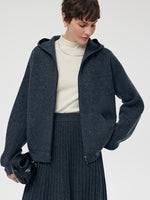 100% Brushed Wool Zip-Up Unisex Hoodie GOELIA