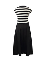 Tencel Striped Patchwork Women Midi Dress GOELIA