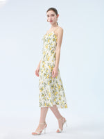 Cotton Lemon Print Strap Dress And Cardigan Two-Piece Set GOELIA