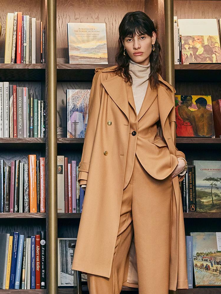 Worsted Wool Women Trench Coat GOELIA