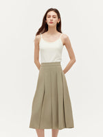 Crop Blazer And Camisole And Pleated Midi Skirt Three-Piece Set GOELIA