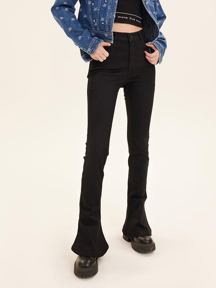 Black Flared Sheath Jeans GOELIA