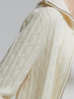 [Preview] Wool Yak Blend Cable Knit Women Two-Way Zip Cardigan GOELIA