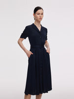 22MM Mulberry Silk Women Midi Dress With Belt GOELIA