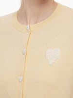 Lyocell Blend Sequined Heart Women Short Sleeve Cardigan GOELIA