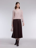 Dual-Buckle A-Line Women Pleated Skirt GOELIA