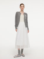 Hand-Sewn Bow Beaded Button Women Cardigan GOELIA