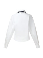 [Preview] Cotton Blend Gather-Waisted Women Shirt With Silk Scarf GOELIA