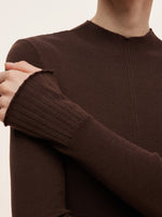 100% Machine Washable Wool Mock Neck Women Knit Top GOELIA