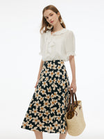 Cotton Stretch Floral Print Women Skirt GOELIA