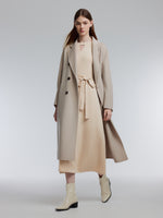 [Preview] Lyocell Wool Blend A-Line Women Belted Maxi Dress GOELIA