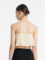 Acetate Ruffle Women Crop Camisole With Bra Pads GOELIA