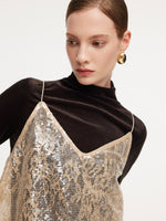 Lace Sequins Camisole And Velvet Knit Top Two-Piece Set GOELIA