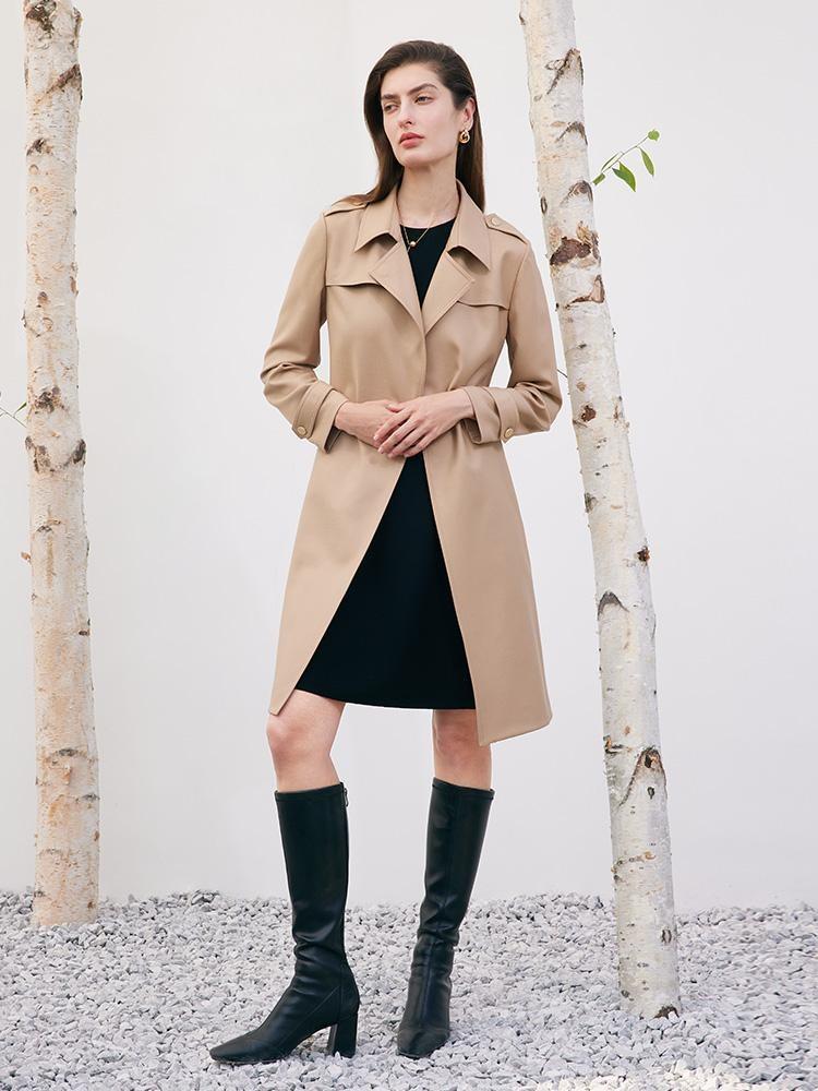 Worsted Woolen Trench Coat With Belt GOELIA