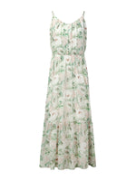 10MM Mulberry Silk Floral Print Women Strap Maxi Dress GOELIA