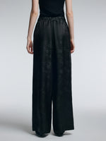 19MM Gambiered Canton Gauze Women Jacquard Straight Leg Pants GOELIA