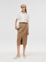 Mulberry Silk Lapel Women Shirt GOELIA